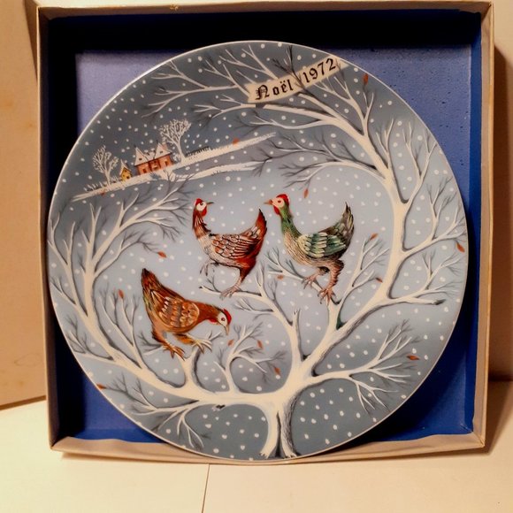 Haviland Limoges Twelve Days of Christmas Plate NOEL 1972 Three French Hens EUC - Picture 3 of 7